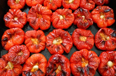 Roasted round bell peppers