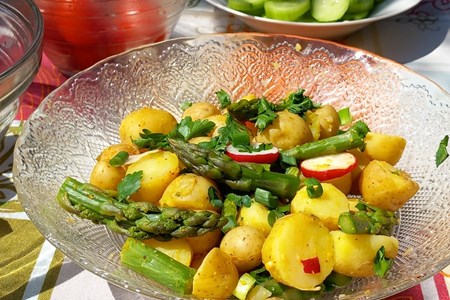 Asparagus, potato and radish salad